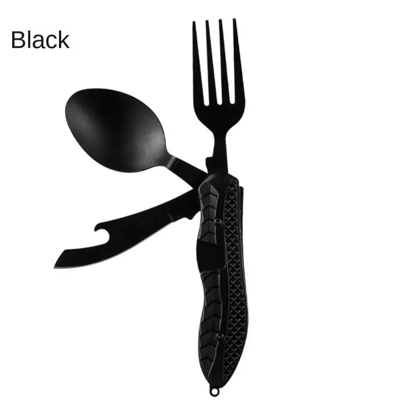 3-in-1 Outdoor Folding Spoon Fork Knife Combo Set Cutlery Picnic Travel Portable Multitool Stainless Steel Camping Utensils 5