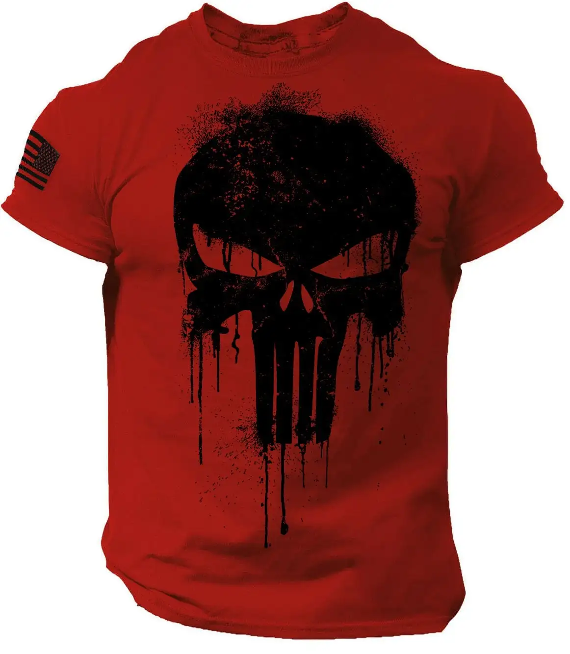 thumbnail image 1 of Camiseta para hombre con estampado 3D de calavera patriótica militar, camiseta de manga corta de gran tamaño, ropa deportiva para hombre, camisetas superiores, 1 of 4