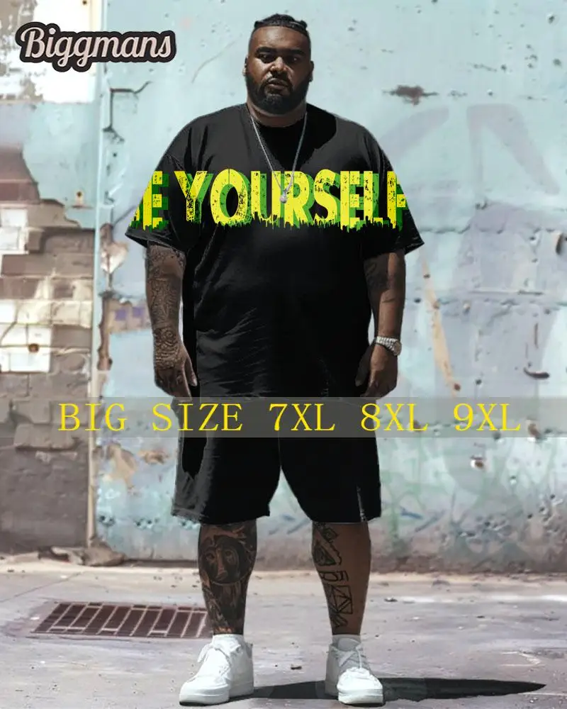 

Biggmans T-Shirt Plus Size Set L-9Xl for Summer Clothing Oversize Suit Men's Large Block Street Short Shirt Shorts 7XL 8XL 9XL
