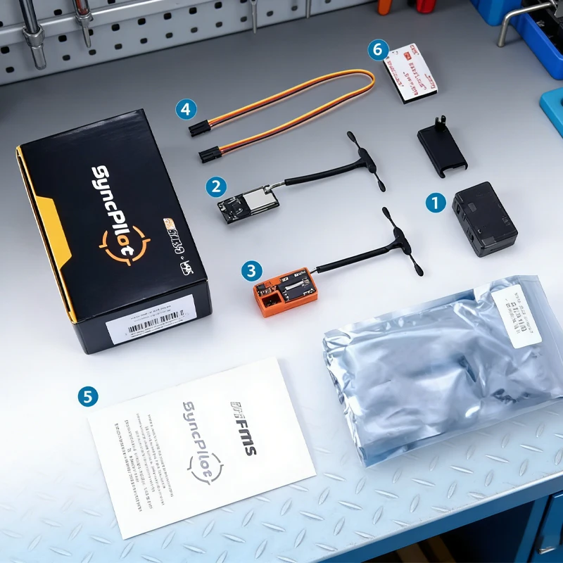 Récepteur Syncpilot et servo gimbal du Kit FPV Head Tracker pour contrôle de vol immersif