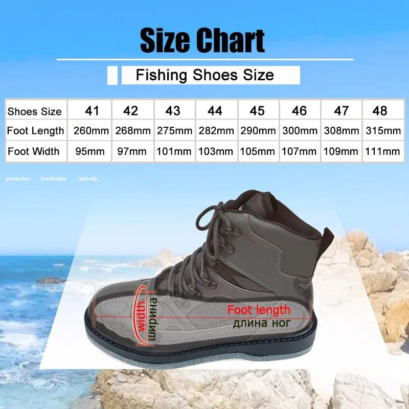 Fishing Shoes Outdoor Hunting Wading Rubber or Felt Sole Boots Upstream Anti-Slip Reef Rock Fishing Boots for Fly Waders