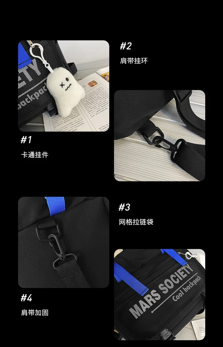 2023 Fashion High-capactiy Vintage Backpack Japanese Multifunctional School Bags For Boys Gilrs Casual Messenger Crossbody Bag