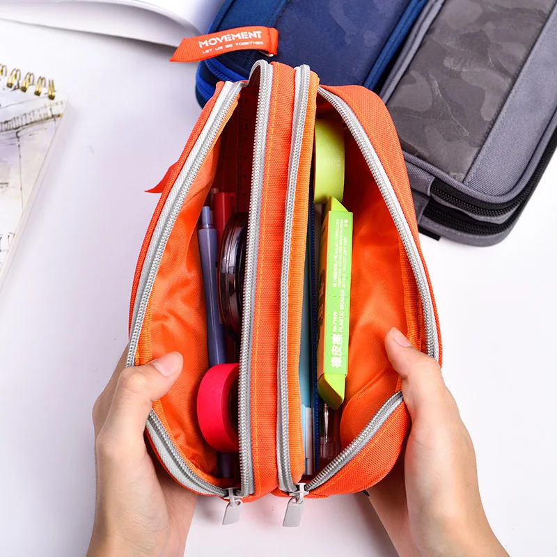 Pencil Case Double Zipper Camouflage Canvas Boys Pencil Bag School Stationery Bag Student Pen Case School Supplies Storage Bags pencil cases stationery box pen storage bag