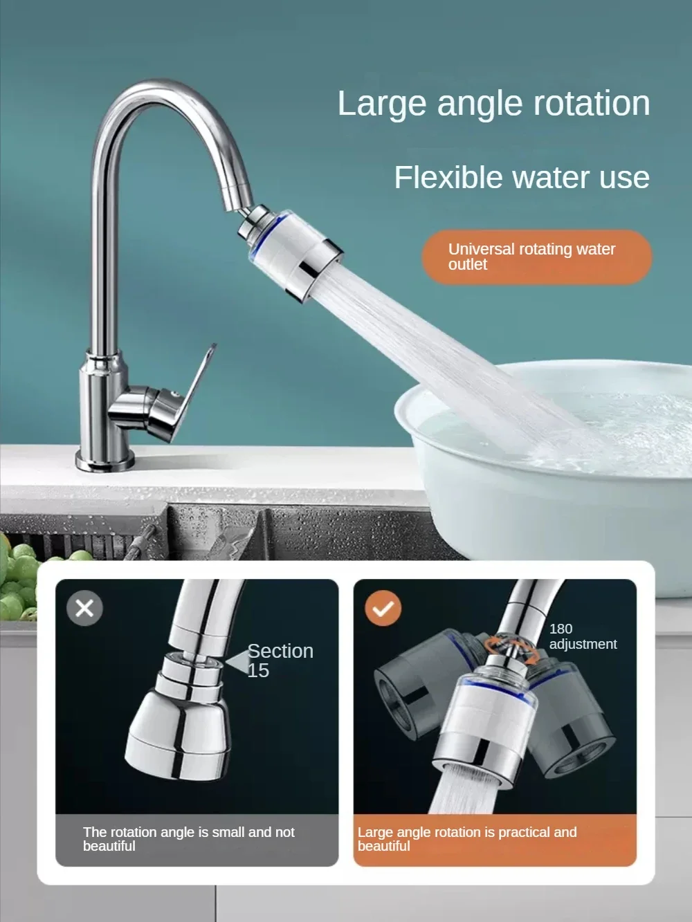 Water Filter for Sink Universal Faucet Mount Water Filtration System for Tap Water Purifier Reduces Chlorine Bad Taste, 99% Lead