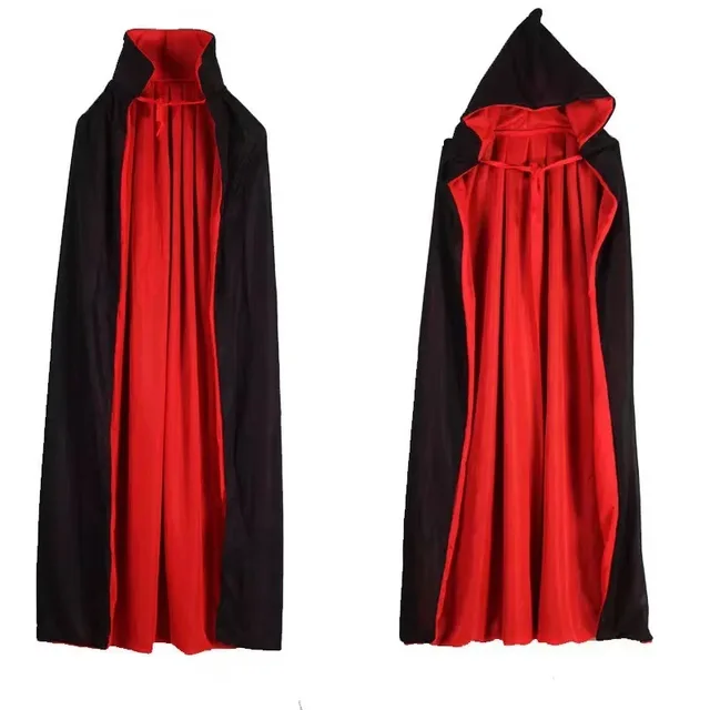 Halloween Women Men Clothes Cosplay Costume Adult Stand Collar Hooded Cape Black Red Reversible Cap Vampire Halloween Party 1