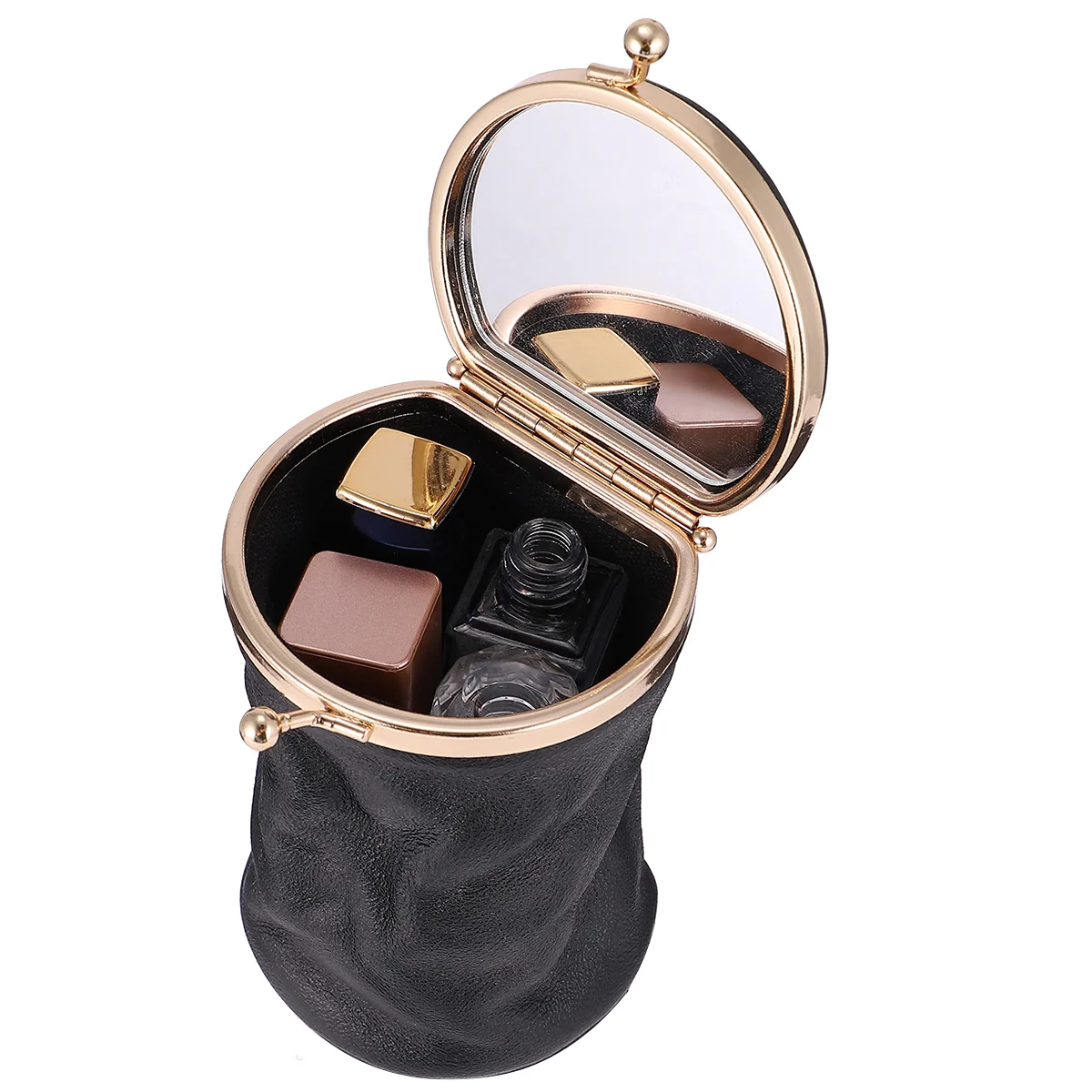 

Kesyoo Wallet Mini Perfume Storage Bag Mini Portable Retro Lovely Makeup Bag With Mirror Black Pocket Organizer Womens