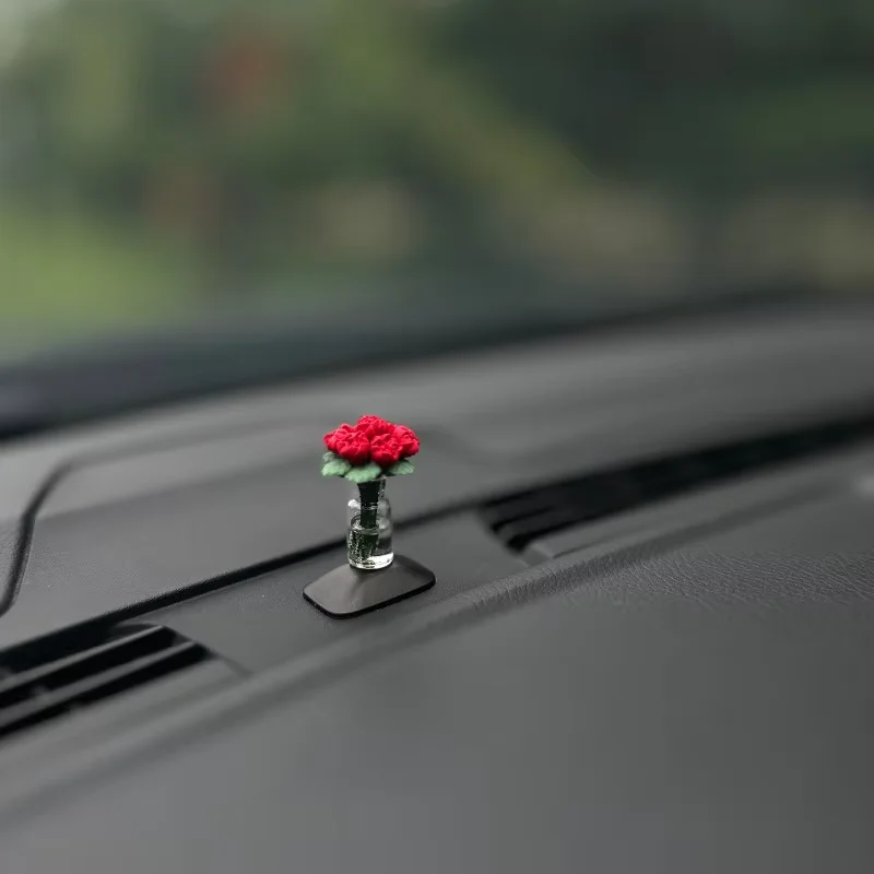 Simpatica decorazione interna per auto Mini vaso di girasole rosa Ornamenti decorativi per console centrale automatica per accessori regali per auto - Image 6