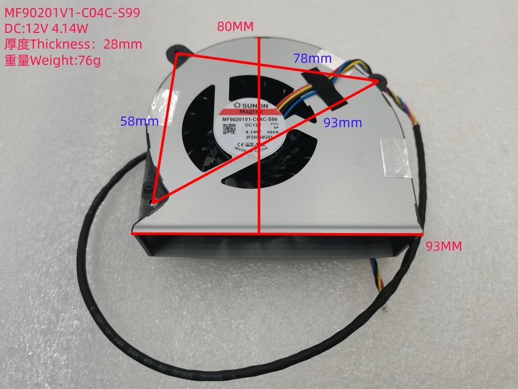 Ventilador para Sunon Mf90201v1-c04c-s99 12v 4.14w Novo
