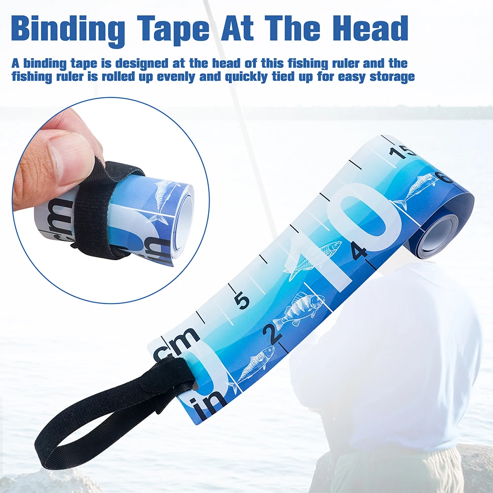 1Pcs Waterproof Fishing Accessories Fish Measuring Ruler Foldable Fishing Measuring Tape Sticker Saltwater Freshwater