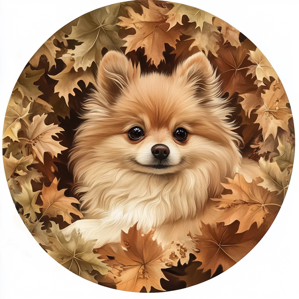 Waterproof Pet Ornaments-Personalized Circular Aluminum Decorative Paintings & Souvenir Tombstones for Pomeranian