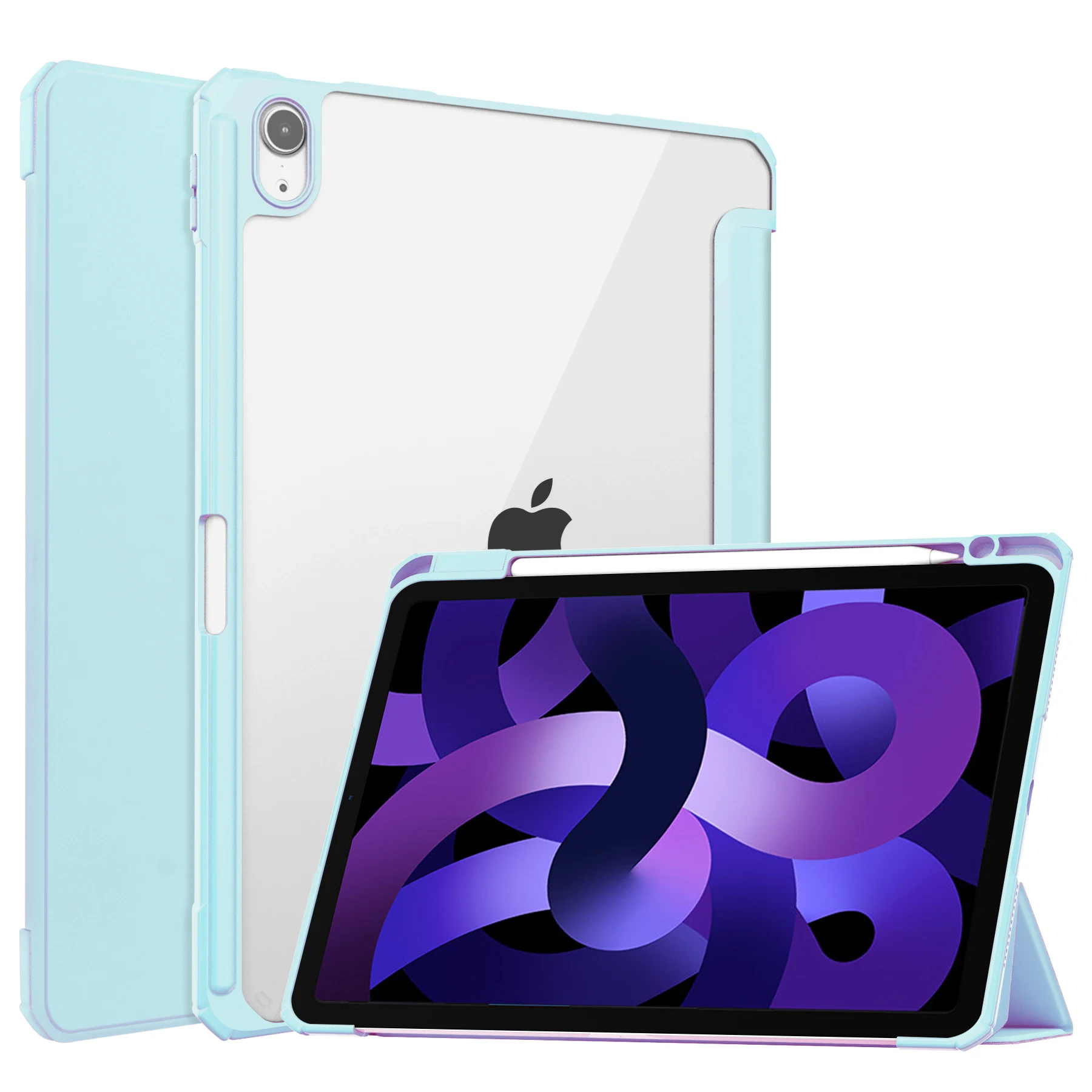 

For iPad Case 2021 Mini 6 Pro 11 With Pen Slot Case 10.2 2018 9.7 5/6th Air 2/3/4 10.5 10.9 PU Silicon Transparent Cover Funda