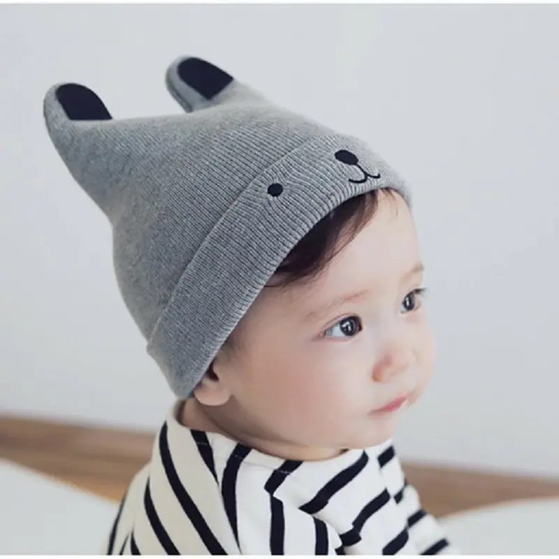 Cappello da neonato primaverile all'uncinetto grigio orso da bambino orecchio berretto da neonato berretto da bambino per ragazze ragazzi bambini nuovo bambino primavera autunno e_voghion.com