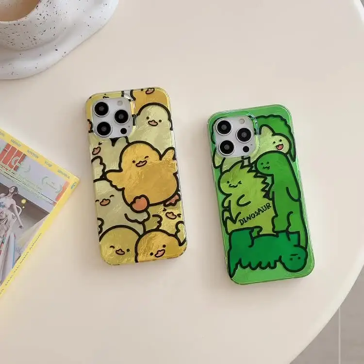 Чехол для телефона с маленькой уткой и динозавром IPhone 15 15pro 15promax 14 14pro 14promax 13 13pro 12