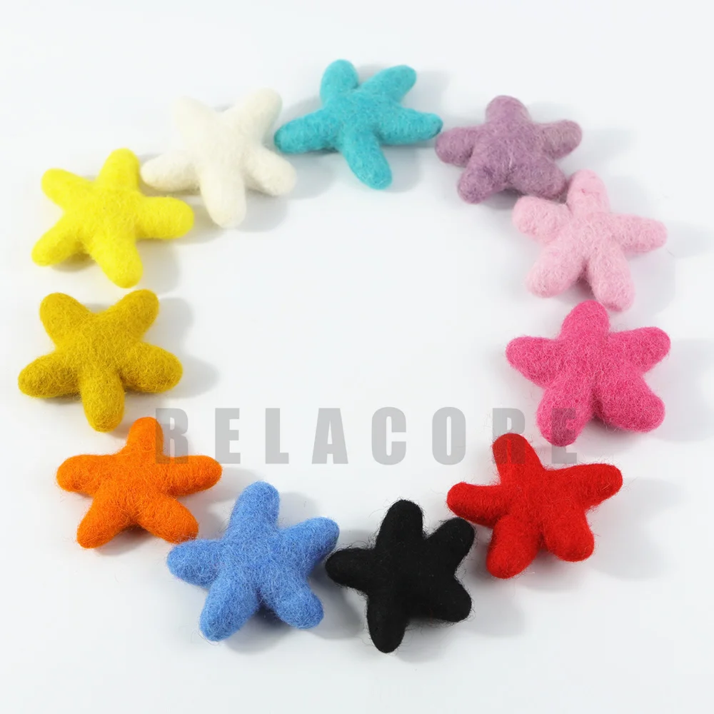 6cm Needle Wool Felt Stars , Wool Felt Pom Pom Home Decor DIY