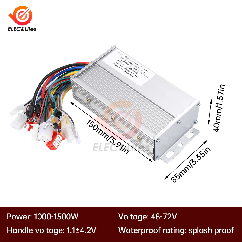 48V 60V 72V 1000-1500W DC Motor Speed Control Intelligent Dual-Mode Drive Electric Vehicle Electric Scooter Brushless Controller