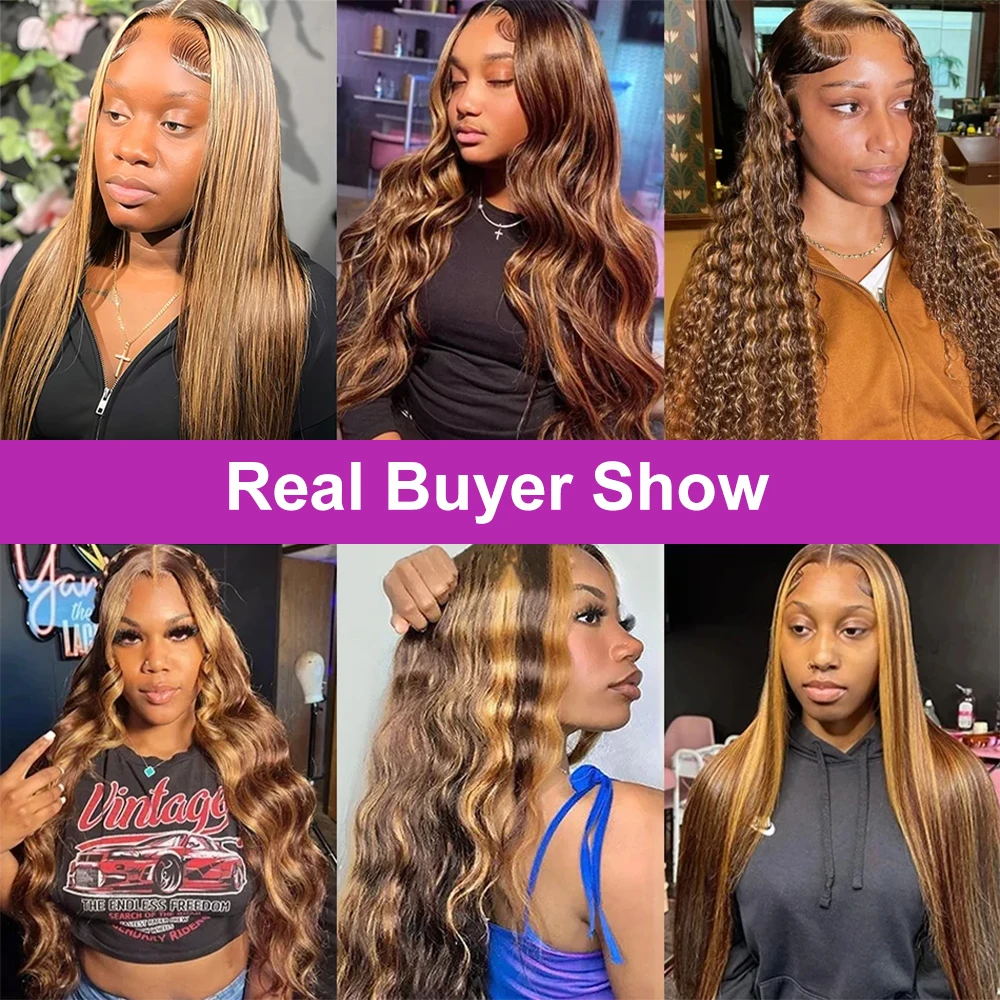 Lace Front Wigs Highlight Wig Brazilian Brown Colored 7x5 13x4 Glueless HD Lace Front Human Hair Wigs For Women Ombre Body Wave