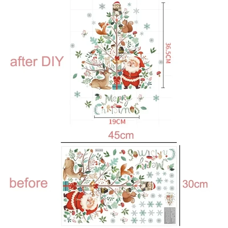 Window Stickers Cartoon Merry Christmas Santa Claus Xmas Tree Unicorn Glass Decal For Home 2025 New Year self adhesive stickers,vinyl stickers,glow in the dark stickers,window stickers