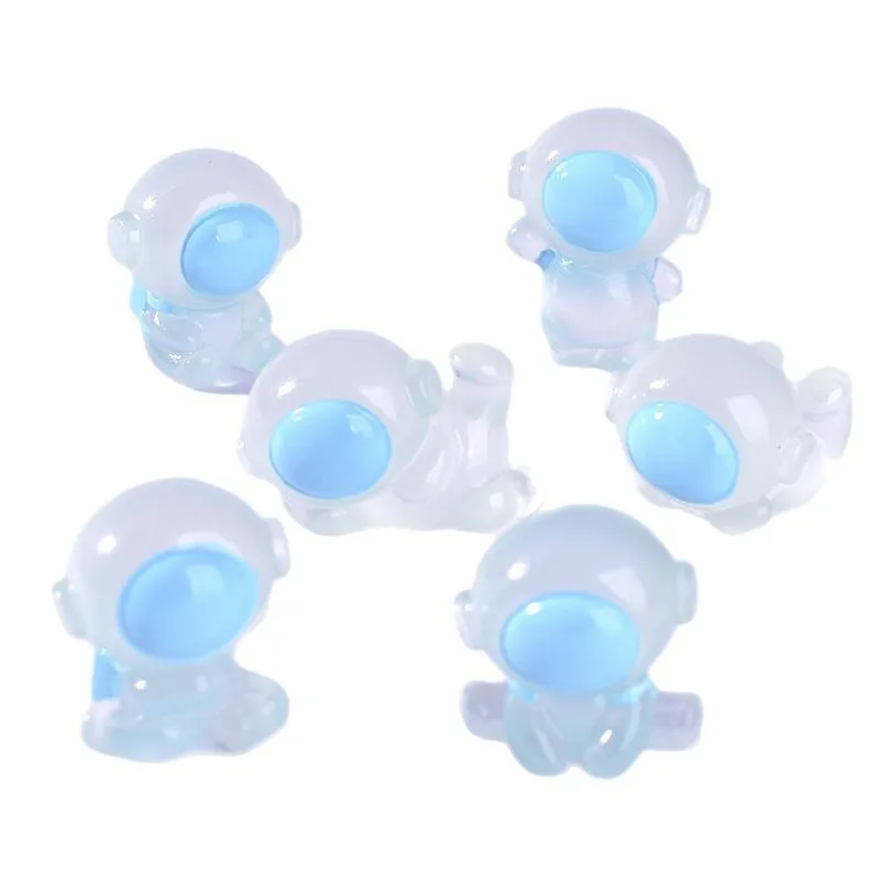 Cartoon Luminous Astronaut Figurine Resin Craft Decor Mini Landscape Desktop Ornament Creative Home Office Decoration