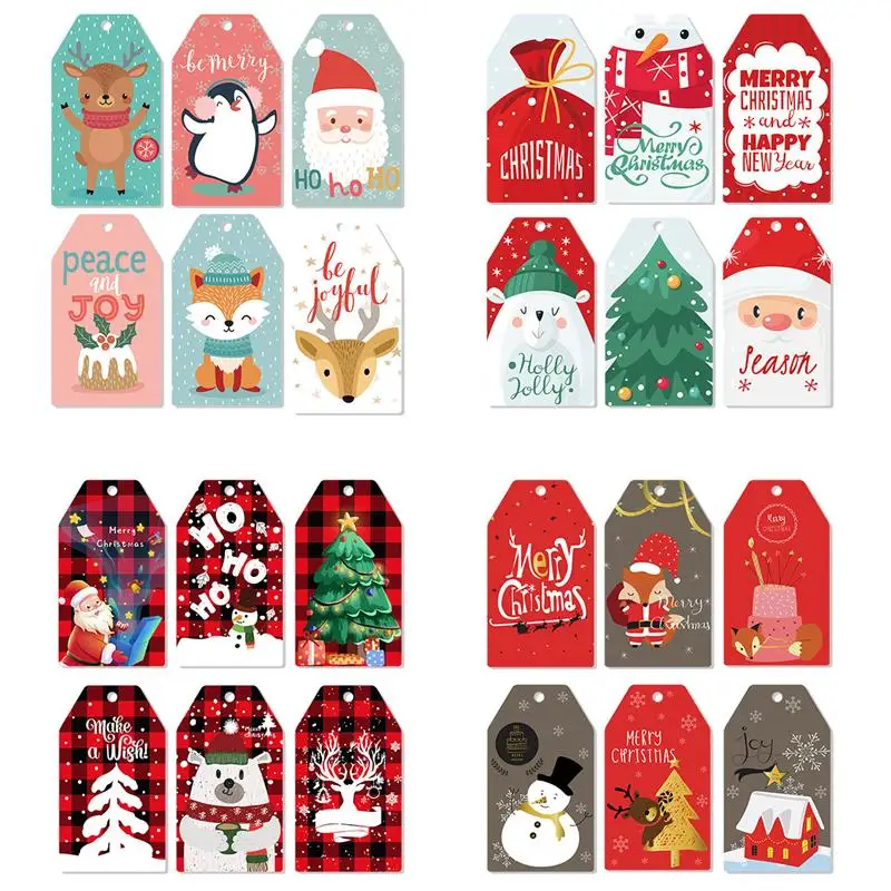 

60 шт. рождественские украшения, лось, снеговик, Санта-Клаус, подвесная бирка, подвеска на Рождество, Новый Год, фотография, подарок, закладки, бирки, ярлык, декоративные