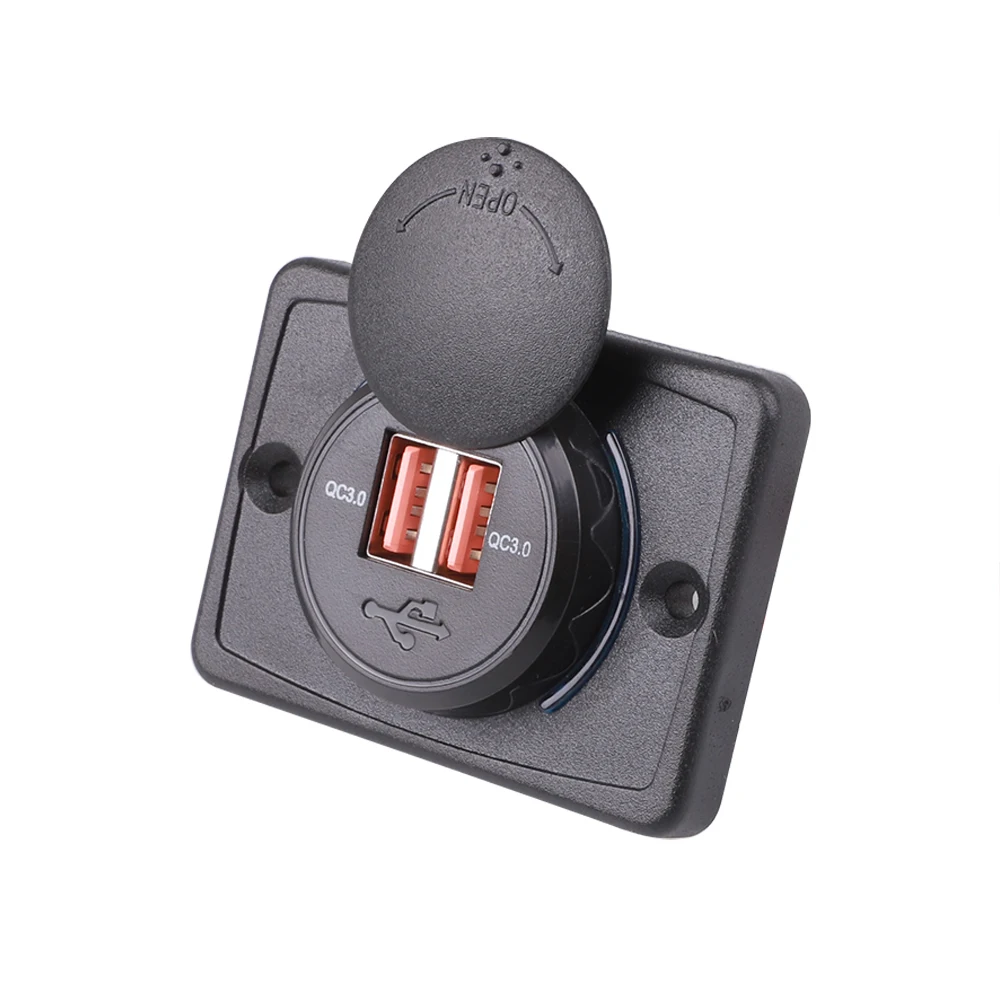 Dual USB Fast Charger Wall Mount Outlet with Sliding Cap