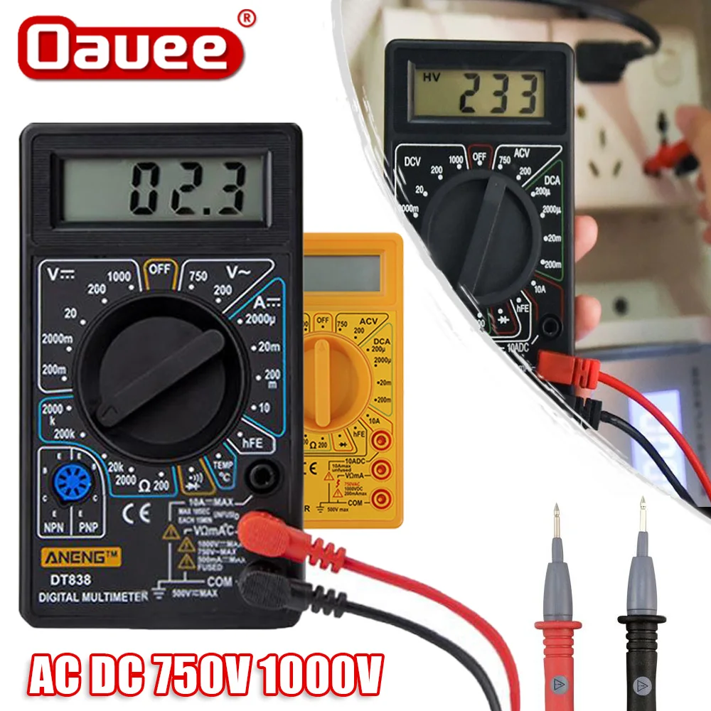 Dt830b Ac/dc Lcd Digital Multimeter 750/1000v Voltmeter Ammeter Ohm