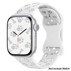 Dog Paw Sports Silicone Strap for Apple Watch - Stylish & Durable Bracelet (White)