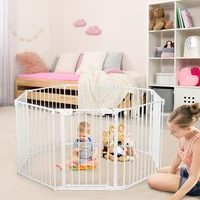 8 Panel Baby Safe Metal Gate Play Yard  Barrier Pet Fence Wall-mount Adjustable 2
