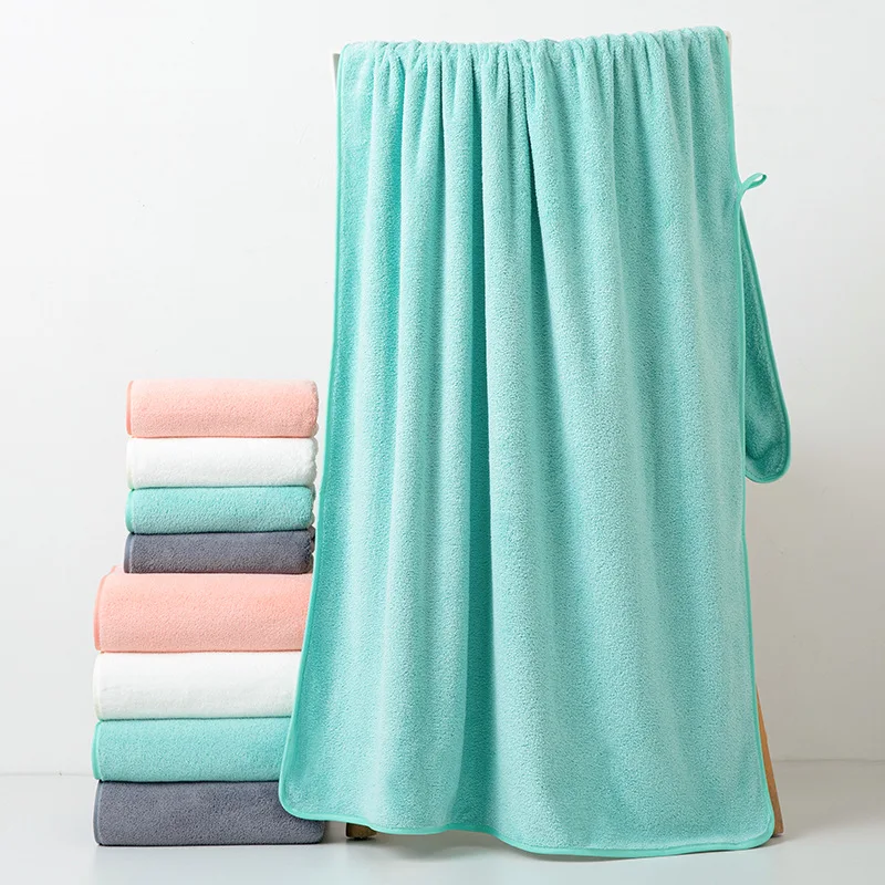 Grey Pink Solid Color Coral Fleece Thickened Towel Set Soft Absorbent Bath Towels for Home Gym Face Washing Soft Towels Set 5