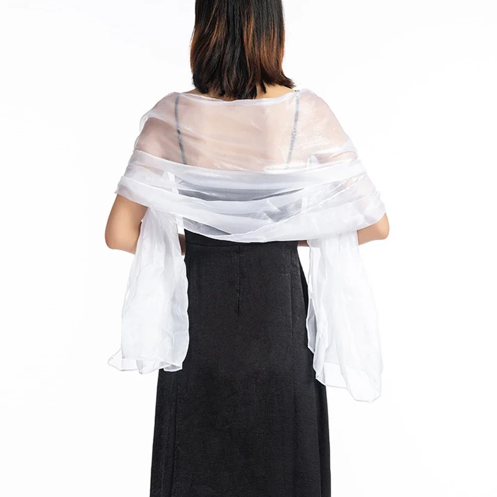 Elegant Wedding Shawl 170*70 Customizable New Silver Party Evening Dress Shawl Bride Bridesmaid's Silky Shawl Pure Color Scarf 6