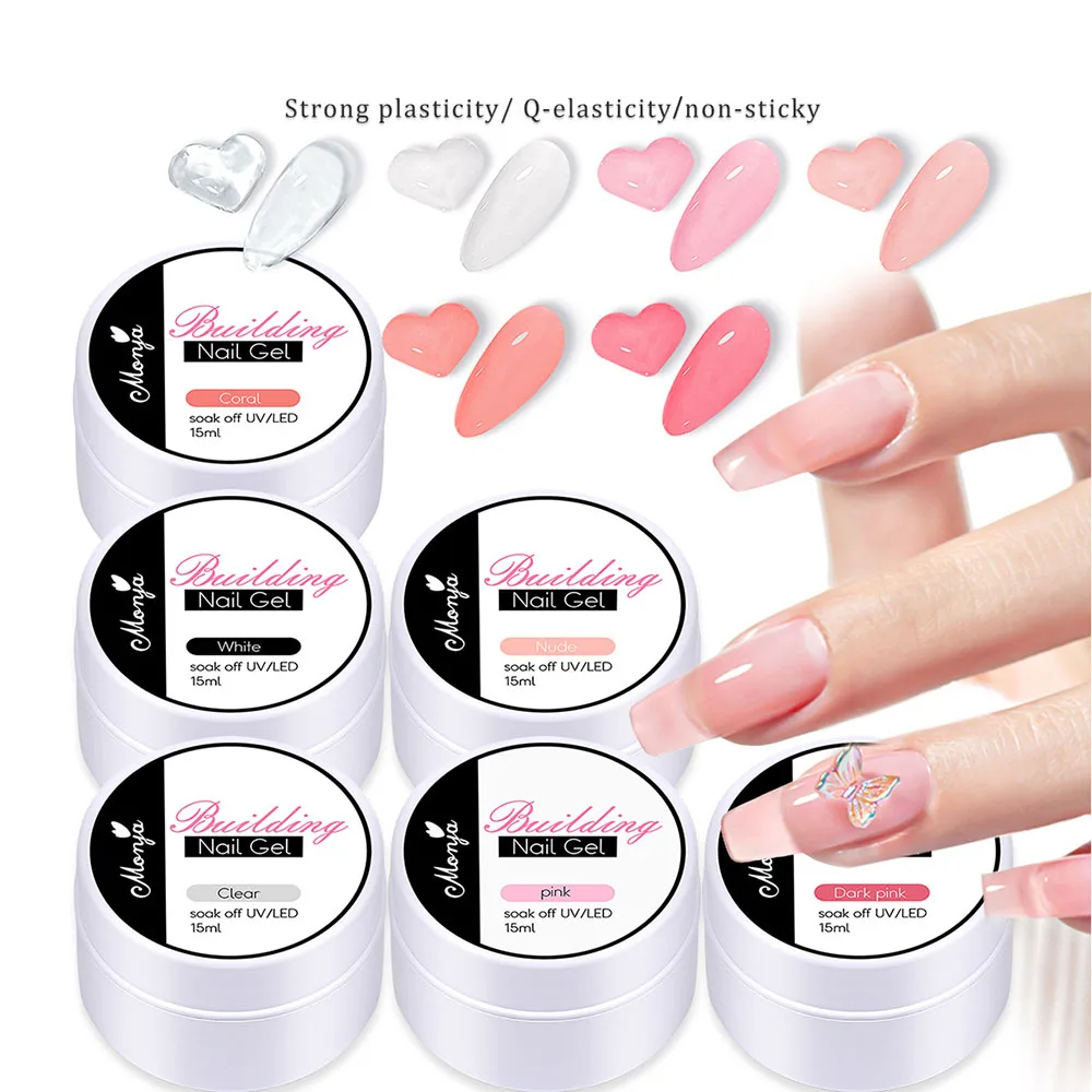 

15ml Non Stick Hand Solid Nail Gel Phototherapy UV/LED Light Pinch Nails Glue Clear Nude Pink Extension Gel For Acrylic Nails