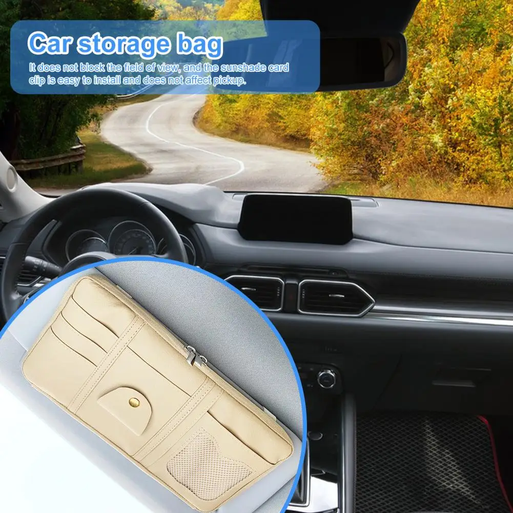 

Premium Car Storage Bag Stylish Car Sun Visor Organizer Multifunctional Storage Bag for Glasses Accessories Ideal Car Suv Truck