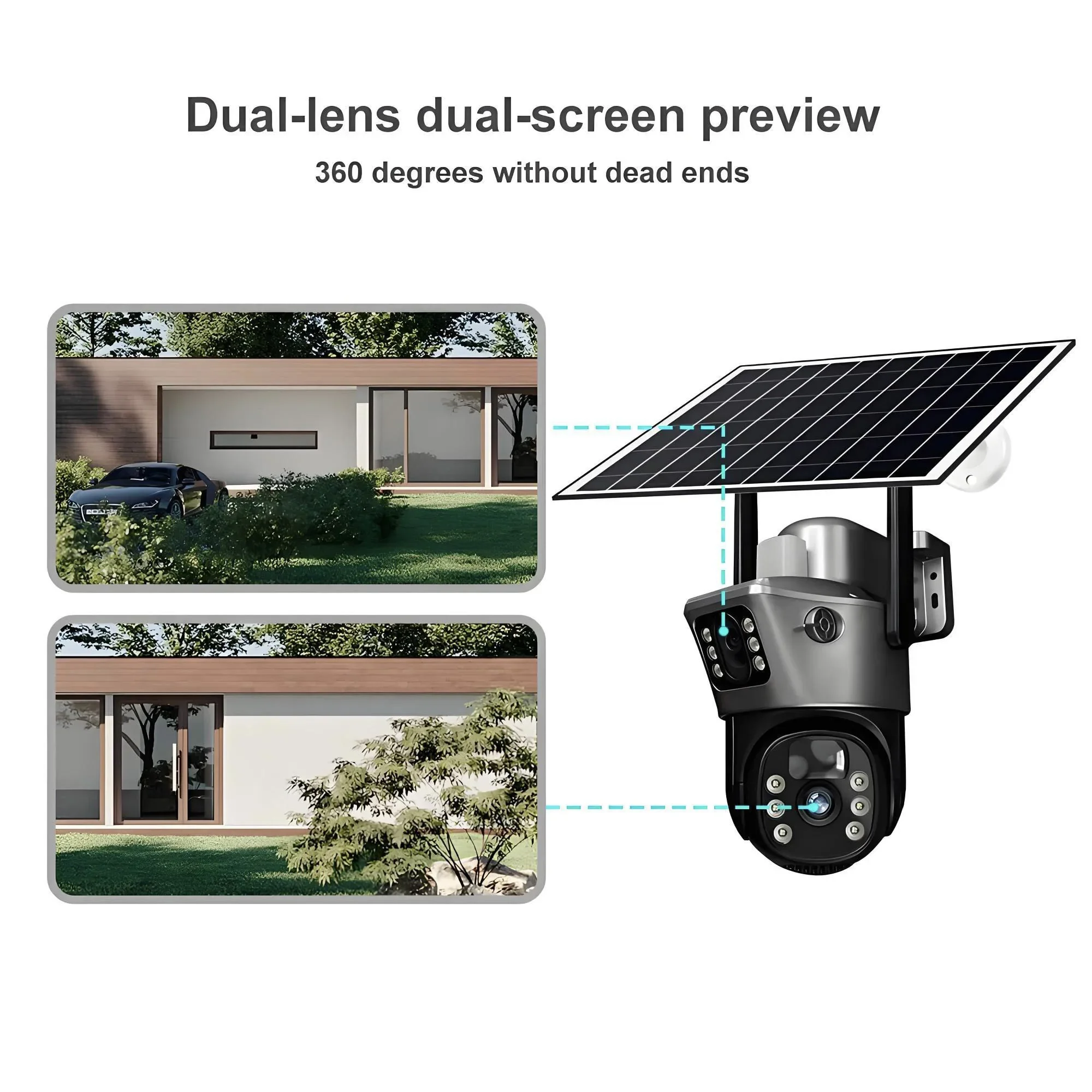 4K 8MP 4G Sim Solar Camera Outdoor Dual Lens Wireless WiFi Surveillance IP Camera PIR Human Detection Solar Security CCTV Cam