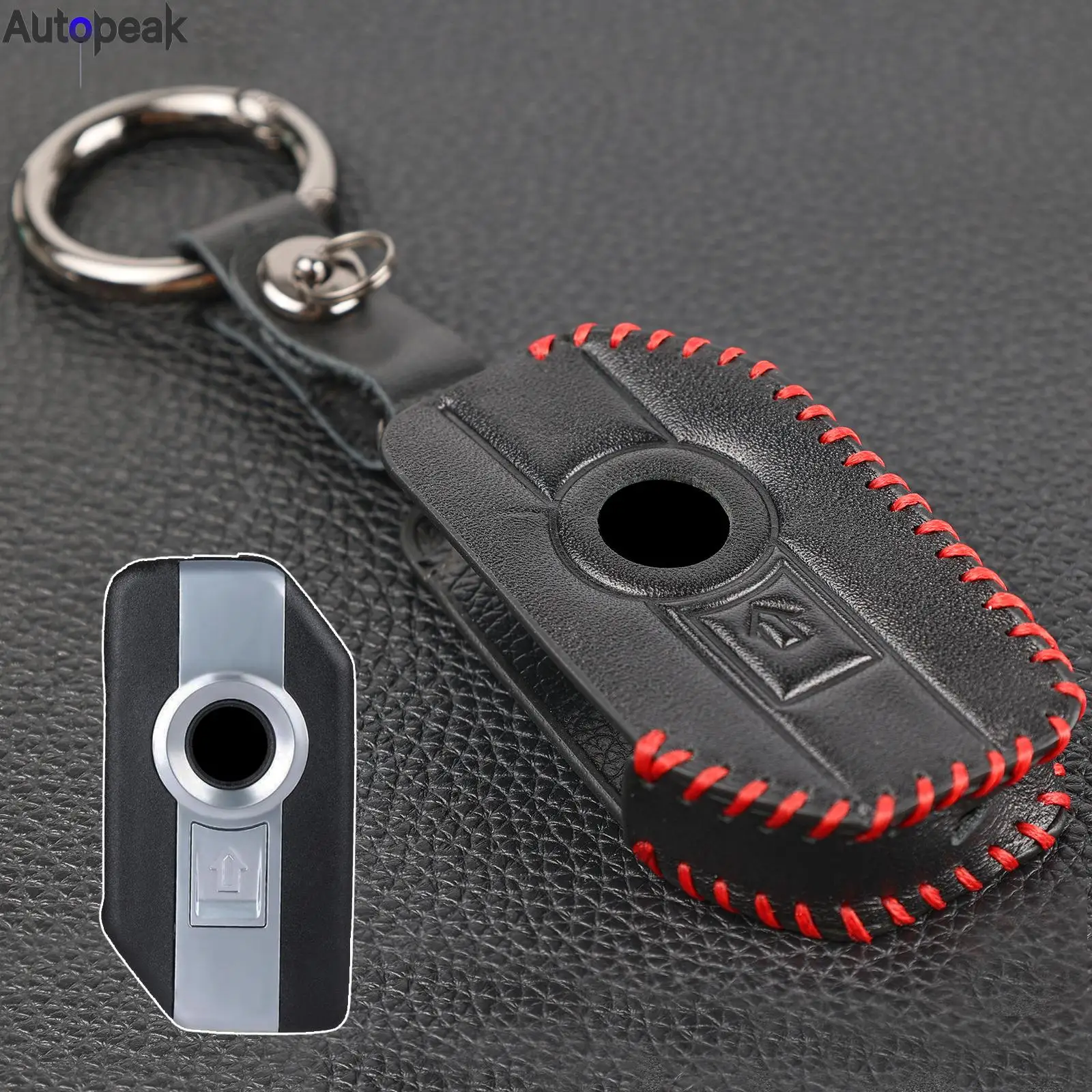 Portachiavi In Pelle Custodia Per Telecomando Smart Key Mercedes-Benz 2 Pulsanti - Nero, Con Anello In Lega Di Zinco, Per Classe A, B, C, E, CLA, GLA, GLK E Altri