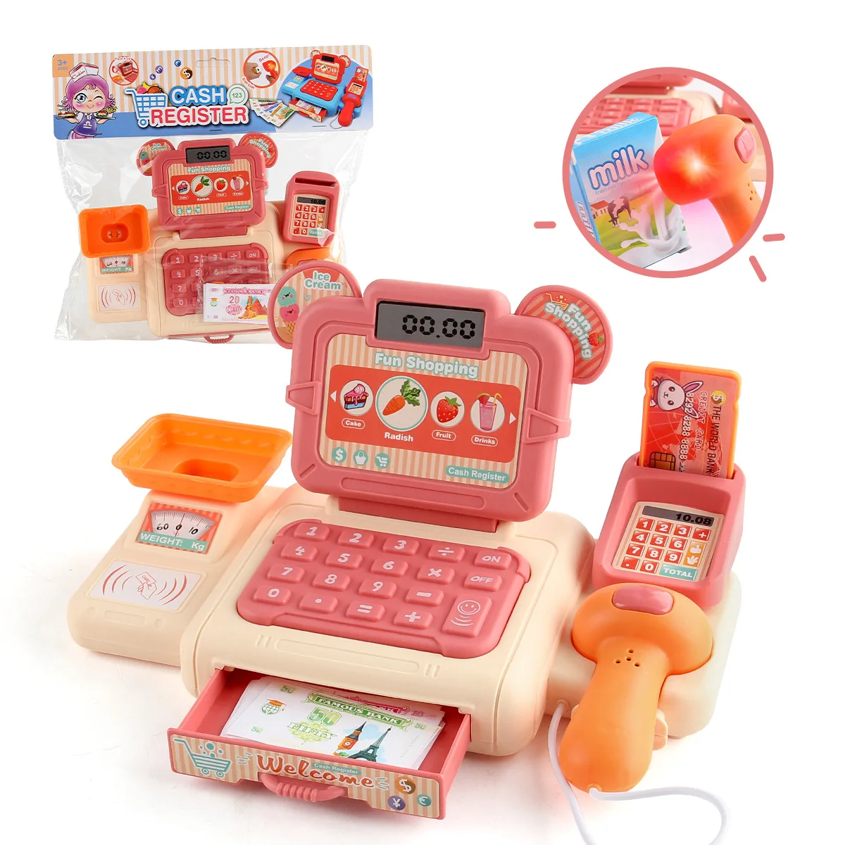 Simulation Shopping Cash House Toys Electronic Game Lighting And Sound Effects Supermarket Cashier Toys 6