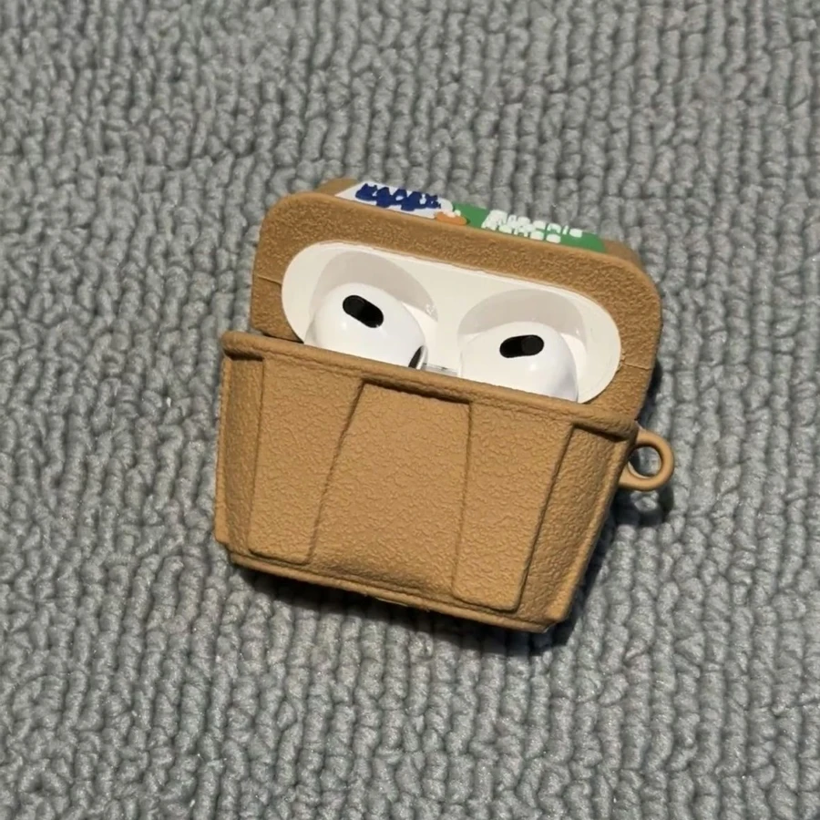 Cute Egg-Shaped Khaki Earphone Case | Lightweight, Anti-Drop Soft Case - A Fun Travel Accessory for Earphone Users and Gadget Enthusiasts