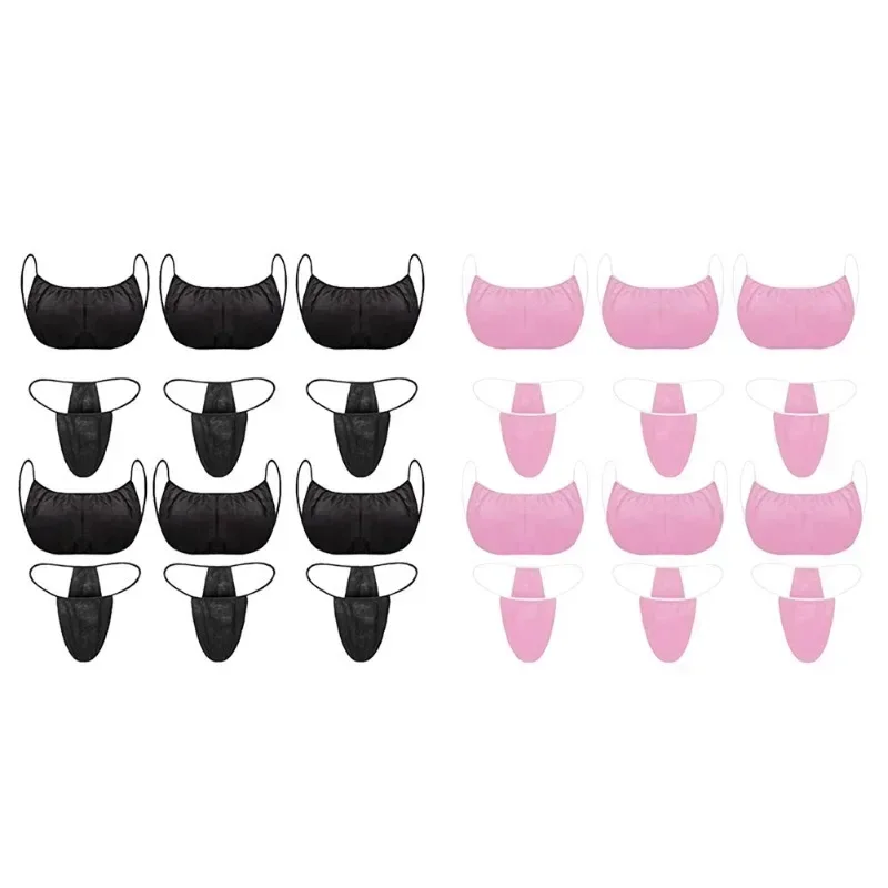 25 Sets Beauty Bras and T Panties Set Waist Stretch 120cm Disposable Bikini Thong Panties for Tanning Hygienic SPA Sauna Briefs 5