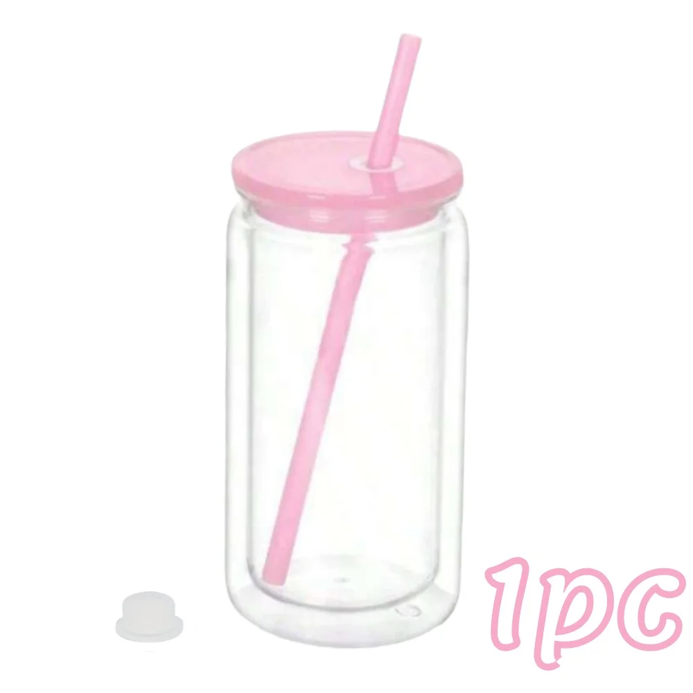 Kubek termiczny DIY 16OZ z wstępnie wierconym otworem, wielorazowe plastikowe butelki na wodę, nietłukące się kubki typu Mason Jar na prezenty świąteczne.