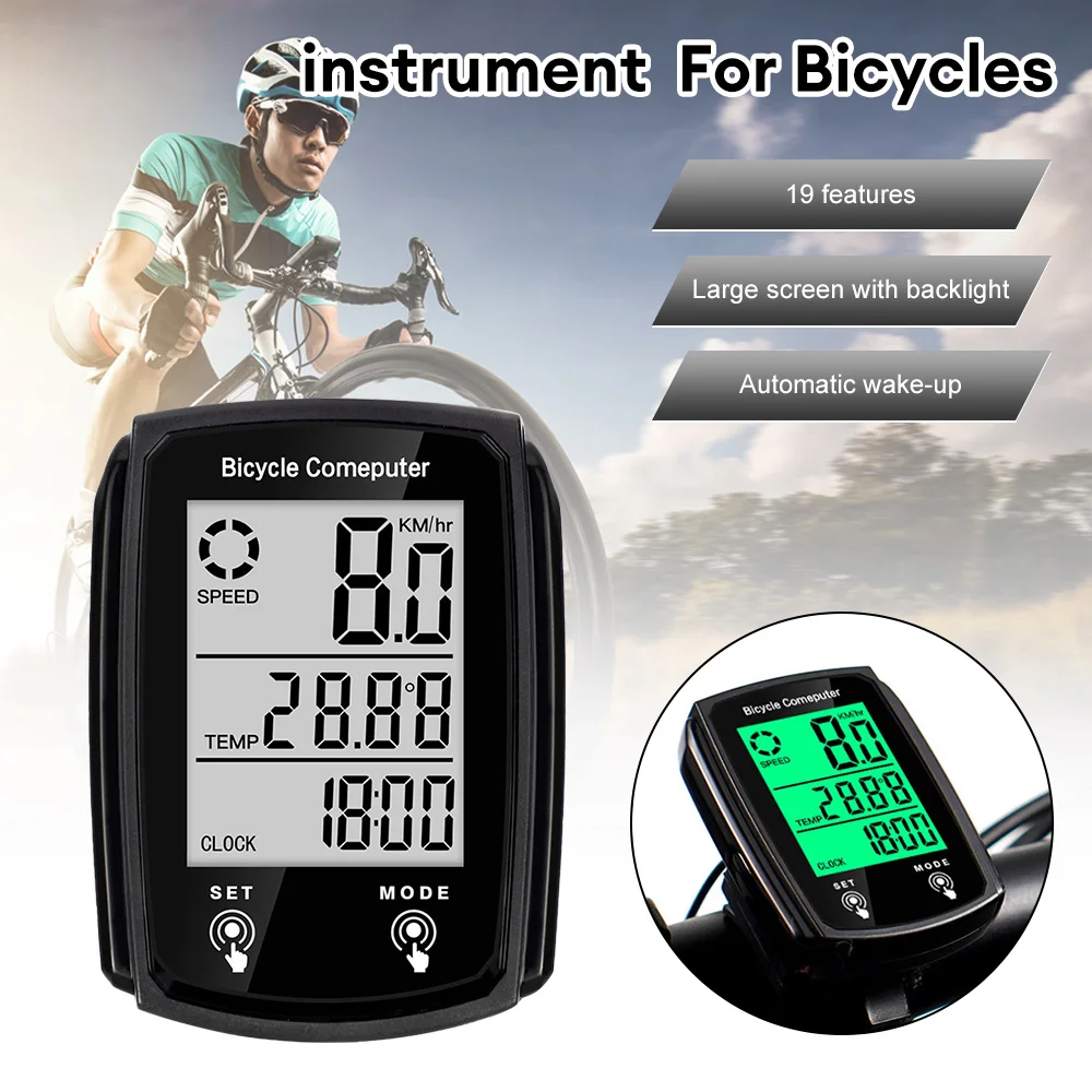 

Meter Bicycle Computer Speedometer Waterproof Bike Kilometer Counter Temperature Display Cycling Odometer Stand