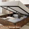 Lifting Storage & Charging Station, No Spring Box Needed/Noise Free, Rustic Brown, Bed Bases & Frames 3