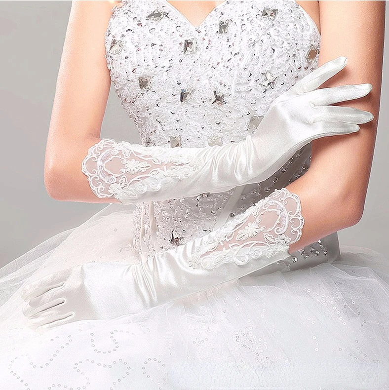

Full Finger Mid-Length Satin Gloves Bridal Wedding Dress Formal Dress Accessories White Gloves for Wedding Show