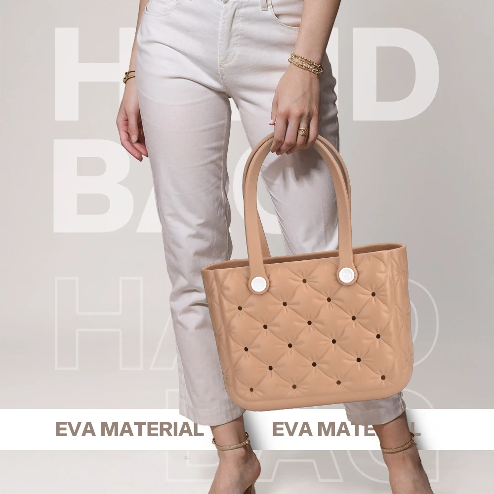 New EVA Waterproof Handbag Beach Leisure Dopamine Candy Solid Color Printed High Quality Bogg Bag