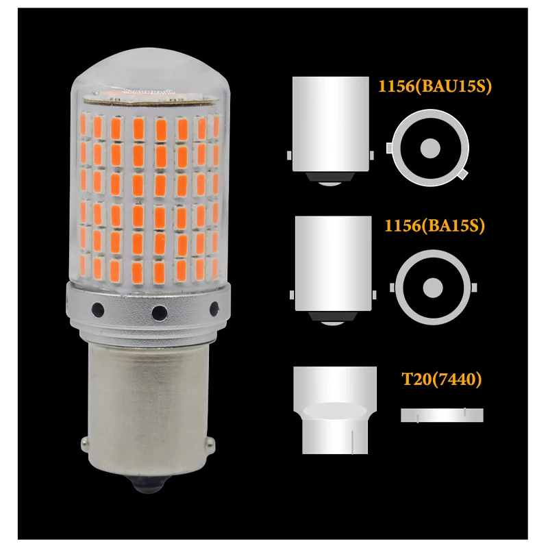 LED Bulbs 2pcs 1156 BA15S P21W BAU15S PY21W T20 7440 W21W 144smd CanBus For Turn Signal Light Day Time Running Lamps