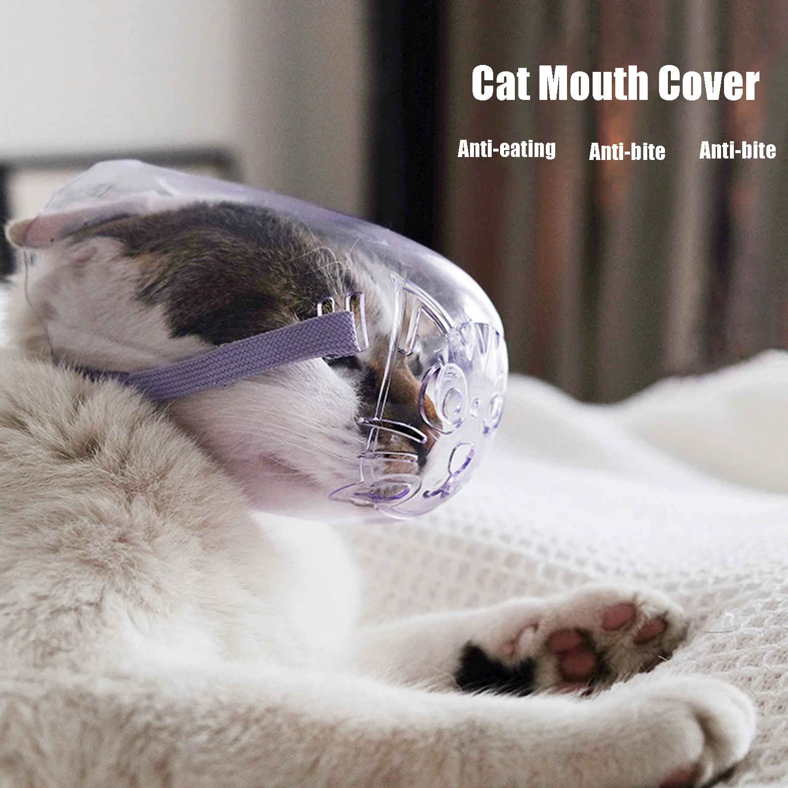 Cat Dog Muzzle Anti‑Bite Cat Mouth Cover Breathable Transparent Dog Face Cover Mouth Face