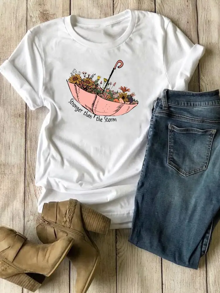 

Cartoon Plant Trend Cute 90s Clothes Women Short Sleeve Tee Fashion Female Shirt Lady Print Spring Summer Graphic T-shirt