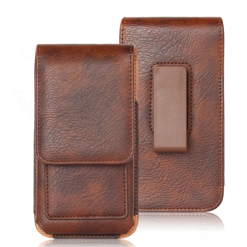 Universal Leather Phone Pouch with Belt Clip and Card Holder