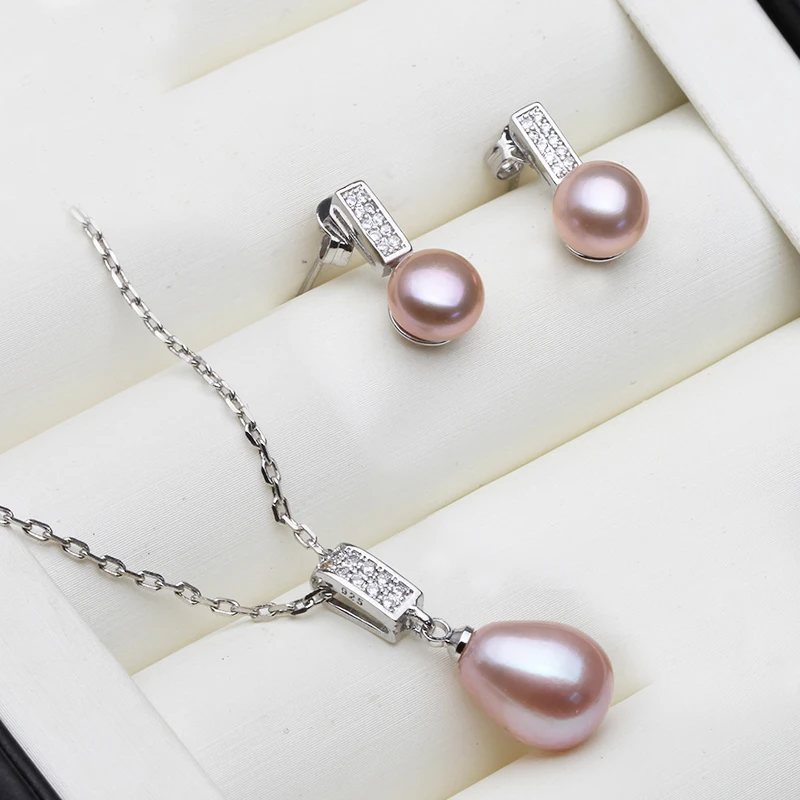 Set di gioielli da sposa con perle d'acqua dolce autentiche / per matrimoni / orecchini di perle, collana di perle / regalo per compleanni, Natale - Italia