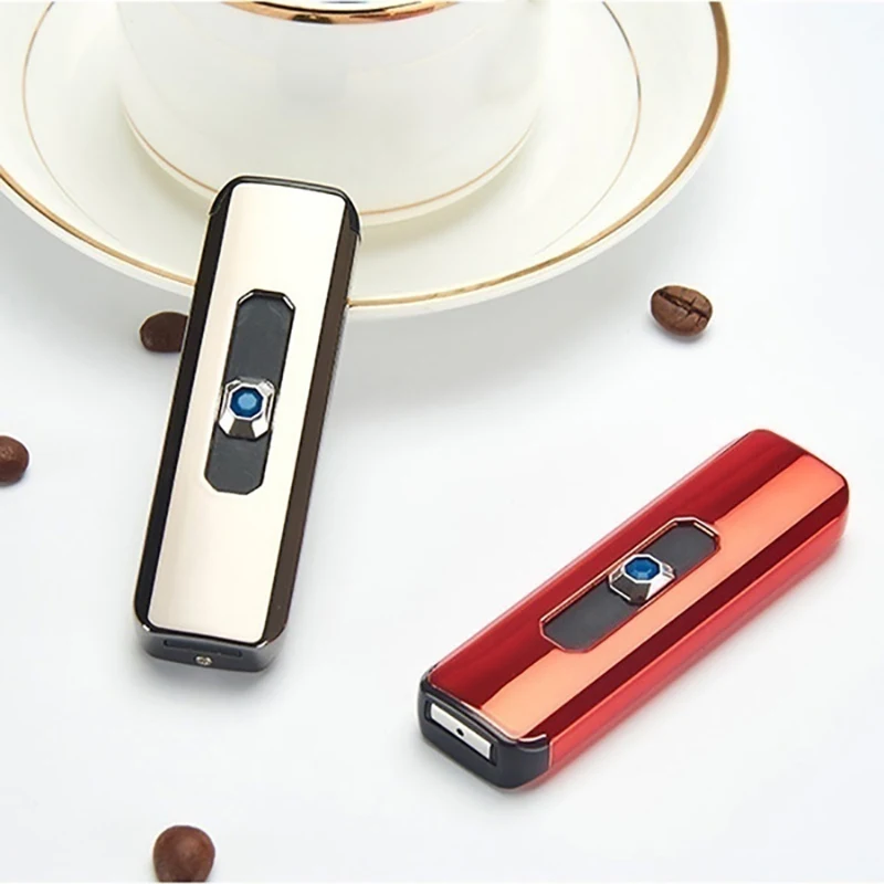 Novelty Lighter Outdoor Environmental Protection USB Charging Flameless No Gas Keychain Electric Arc Igniter