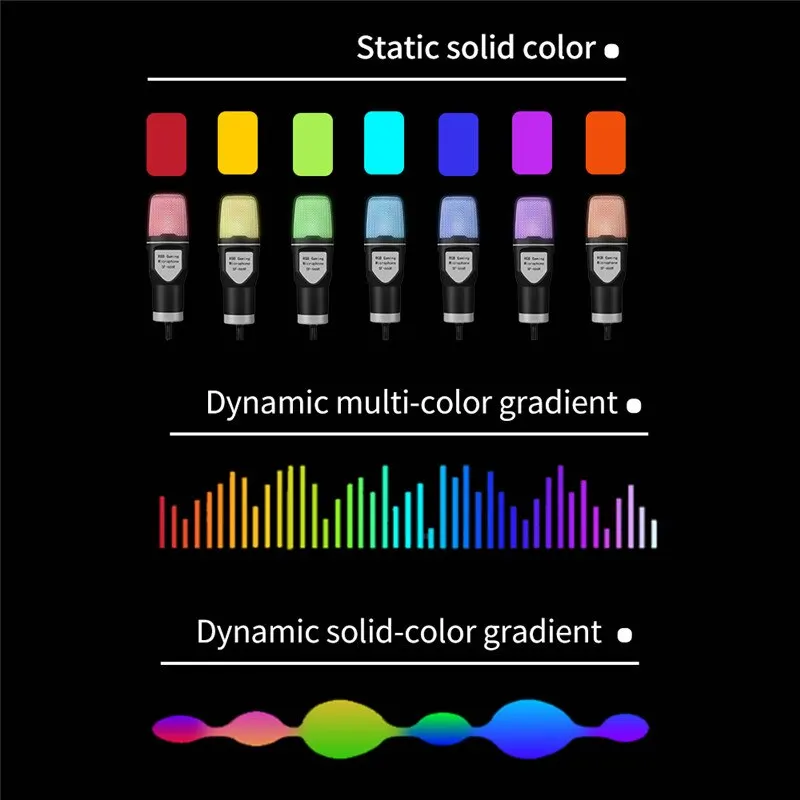 ميكروفون USB RGB Microfone مكثف سلك ميكروفون لتسجي...