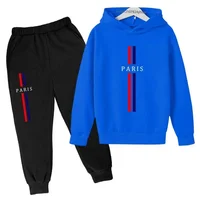 Autumn Spring Casual Paris Print 2pcs Hoodie+Pants Tracksuits 3-13Years Boys Girls Fashion Streetwear Children Clothes Sets