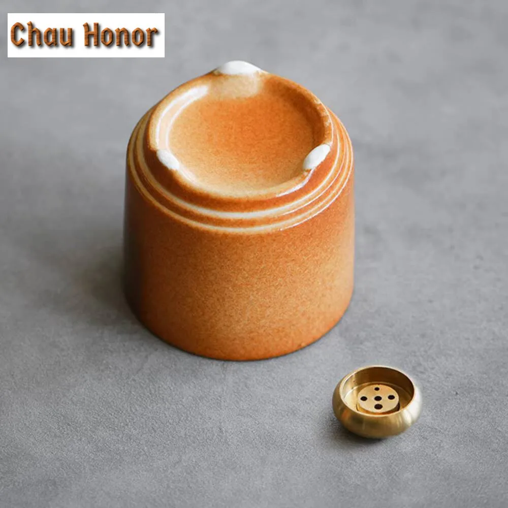 Retro Soda Glaze Ceramic Thread Fragrance Insertion Burner Creative Lotus Aromatherapy Furnace Zen Censer Burner Holder Ornament